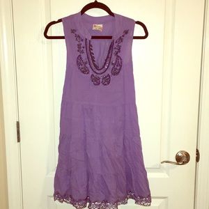 Purple Free People dress with adorable appliqué